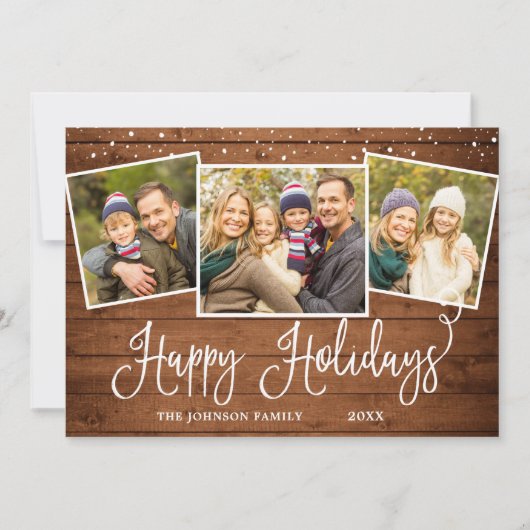 レトロクリスマスレッドトラック素朴3 PHOTO Greeting シーズンカード (正面)