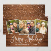 レトロクリスマスレッドトラック素朴3 PHOTO Greeting シーズンカード (正面/裏面)