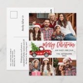 レトロクリスマスレッドトラック素朴3 PHOTO Greeting ポストカード (正面/裏面)