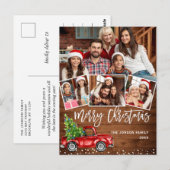 レトロクリスマスレッドトラック素朴4 PHOTO Greeting ポストカード (正面/裏面)