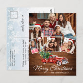 レトロクリスマスレッドトラック素朴4 PHOTO Greeting ポストカード (正面/裏面)