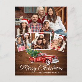 レトロクリスマスレッドトラック素朴4 PHOTO Greeting ポストカード