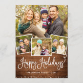 レトロクリスマスレッド素朴トラック4枚の写真の挨拶 シーズンカード (正面)