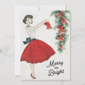 レトロクリスマスレディぶら下がったズベル シーズンカード (正面)