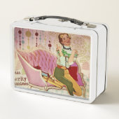 レトロクリスマスレディーラッピングギフト メタルランチボックス (裏面)