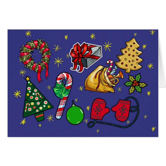 レトロクリスマスヴィンテージカラフルブルーレッドグリーン (正面横)