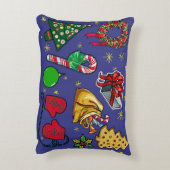 レトロクリスマスヴィンテージカラフルブルーレッドグリーン アクセントクッション (裏面(縦))