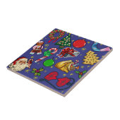 レトロクリスマスヴィンテージカラフルブルーレッドグリーン タイル (側面)