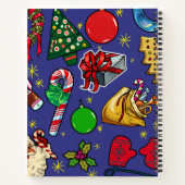 レトロクリスマスヴィンテージカラフルブルーレッドグリーン ノートブック (裏面)