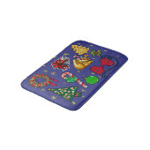 レトロクリスマスヴィンテージカラフルブルーレッドグリーン バスマット (アングル)