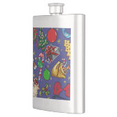 レトロクリスマスヴィンテージカラフルブルーレッドグリーン フラスク (左)