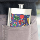 レトロクリスマスヴィンテージカラフルブルーレッドグリーン フラスク (インサイチュ)