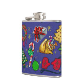 レトロクリスマスヴィンテージカラフルブルーレッドグリーン フラスク (左)