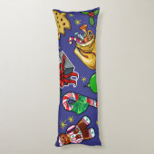 レトロクリスマスヴィンテージカラフルブルーレッドグリーン ボディピロー (裏面 (縦))