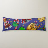 レトロクリスマスヴィンテージカラフルブルーレッドグリーン ボディピロー (正面)