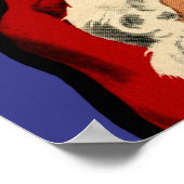 レトロクリスマスヴィンテージカラフルブルーレッドグリーン ポスター (角)