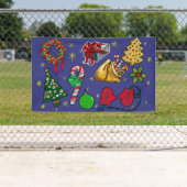 レトロクリスマスヴィンテージカラフルブルーレッドグリーン 横断幕 (インサイチュ)