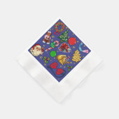 レトロクリスマスヴィンテージカラフルブルーレッドグリーン 縁ありカクテルナプキン (角)