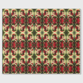 レトロクリスマスヴィンテージガールウーマンレッド小妖精や小人クラシック ラッピングペーパー (フラット)