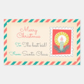 レトロクリスマス切手ラベル – ろうそく 長方形シール (正面)