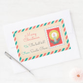 レトロクリスマス切手ラベル – ろうそく 長方形シール (封筒)