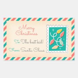 レトロクリスマス切手ラベル – カラフル 長方形シール