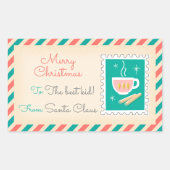 レトロクリスマス切手ラベル – チョコレート 長方形シール (正面)