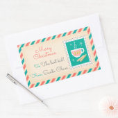 レトロクリスマス切手ラベル – チョコレート 長方形シール (封筒)