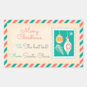 レトロクリスマス切手ラベル – ボール 長方形シール (正面)