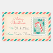 レトロクリスマス切手ラベル – Candy 長方形シール (正面)