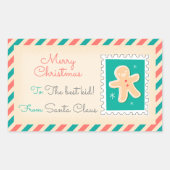 レトロクリスマス切手ラベル – Cookie 長方形シール (正面)