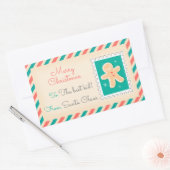 レトロクリスマス切手ラベル – Cookie 長方形シール (封筒)