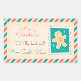 レトロクリスマス切手ラベル – Cookie 長方形シール