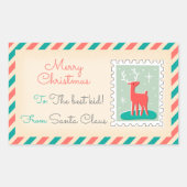 レトロクリスマス切手ラベル – Deer 長方形シール (正面)