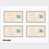 レトロクリスマス切手ラベル – Happy Boy 長方形シール (シート)