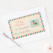 レトロクリスマス切手ラベル – Happy Boy 長方形シール (封筒)