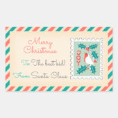 レトロクリスマス切手ラベル – Joy 長方形シール (正面)