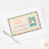 レトロクリスマス切手ラベル – Joy 長方形シール (封筒)