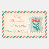 レトロクリスマス切手ラベル – Mistletoe 長方形シール (正面)