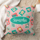 レトロクリスマス切手 クッション (ブランケット)