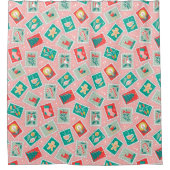 レトロクリスマス切手 シャワーカーテン (正面)