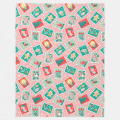 レトロクリスマス切手 フリースブランケット (正面)