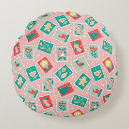 レトロクリスマス切手 ラウンドクッション
