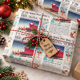 レトロクリスマス包装紙新聞紙ラップ ラッピングペーパー