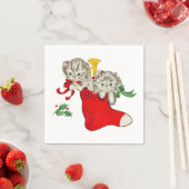 レトロクリスマス子猫 スタンダードカクテルナプキン (インサイチュ)