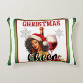 レトロクリスマス応援ピンナップ アクセントクッション (正面)