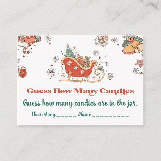 レトロクリスマス推測キャンディの数 エンクロージャーカード (正面)