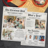 レトロクリスマス新聞家族フォトニュースレター シーズンカード