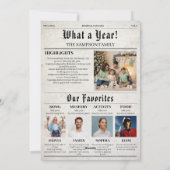 レトロクリスマス新聞家族フォトニュースレター シーズンカード (裏面)