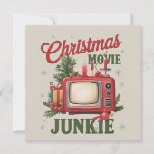 レトロクリスマス映画マニア家族パーティークリスマス シーズンカード (正面)